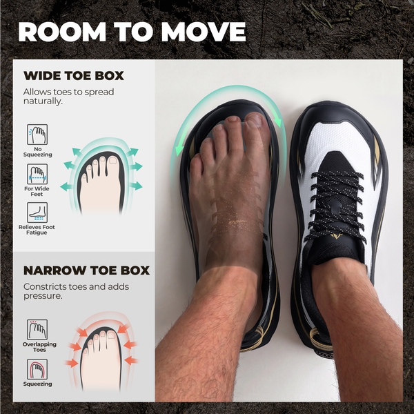 Men's Wide Toe Box Trail Running Shoes - WHITE/BLACK - 7