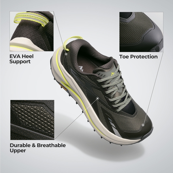 Men's Wide Toe Box Trail Running Shoes - OLIVE - 5