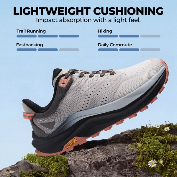 Women's Wide Toe Box Trail Running Shoes - LIGHT GREY/PINK - 4