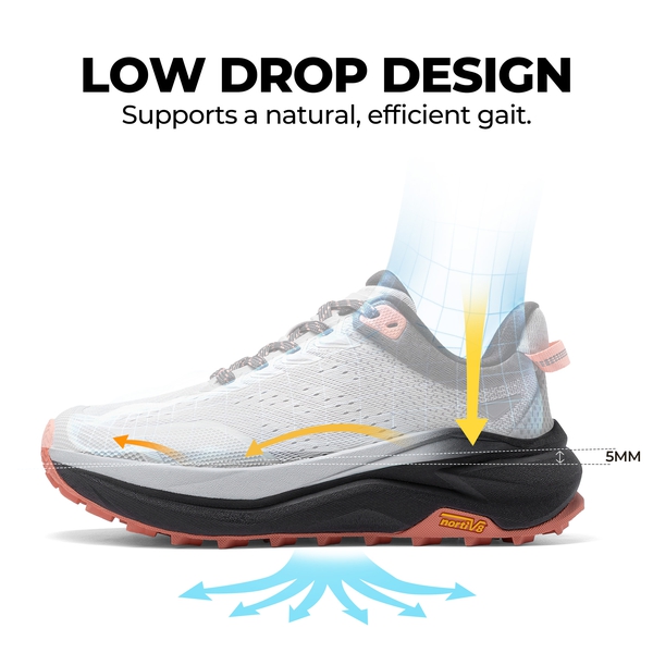Women's Wide Toe Box Trail Running Shoes - LIGHT GREY/PINK - 7