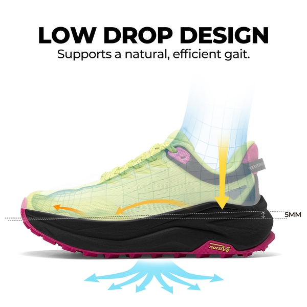 Women's Wide Toe Box Trail Running Shoes - LEMON GREEN - 3