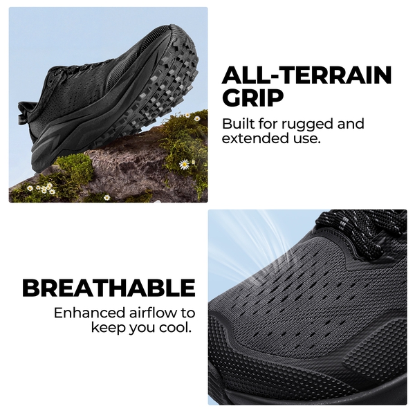 Women's Wide Toe Box Trail Running Shoes - ALL BLACK - 7