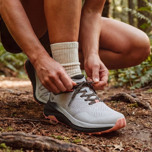 Women's Wide Toe Box Trail Running Shoes - LIGHT GREY/PINK - 9