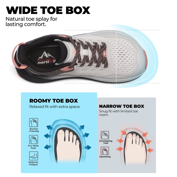 Women's Wide Toe Box Trail Running Shoes - LIGHT GREY/PINK - 5