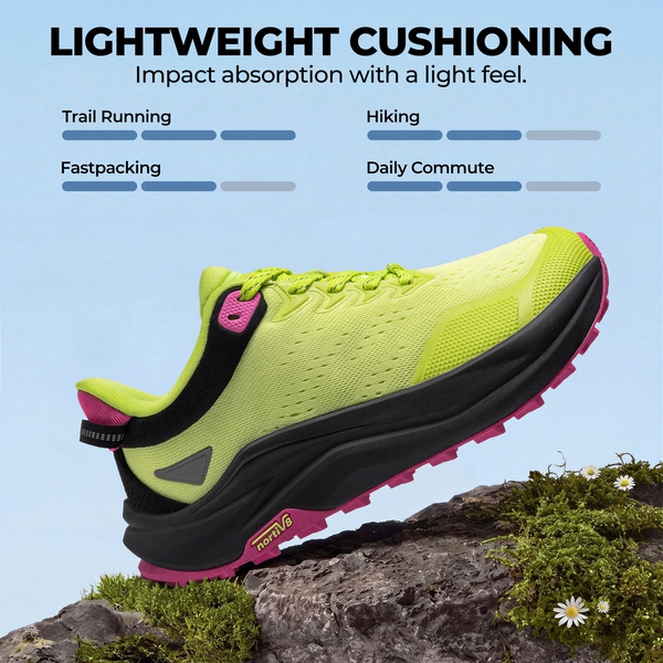 Women's Wide Toe Box Trail Running Shoes - LEMON GREEN - 2