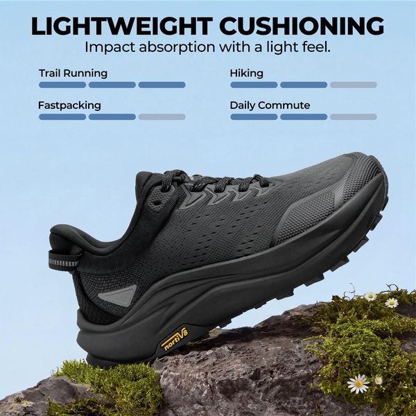 Women's Wide Toe Box Trail Running Shoes - ALL BLACK - 4