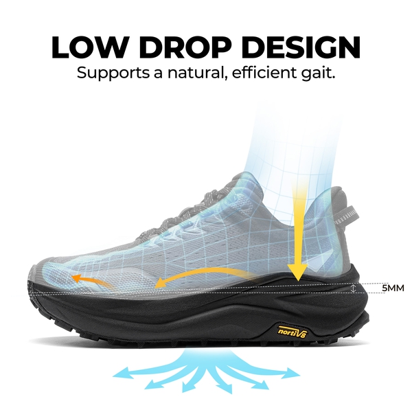 Women's Wide Toe Box Trail Running Shoes - ALL BLACK - 6