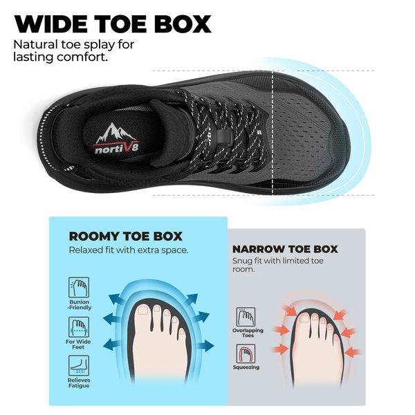 Women's Wide Toe Box Trail Running Shoes - ALL BLACK - 5