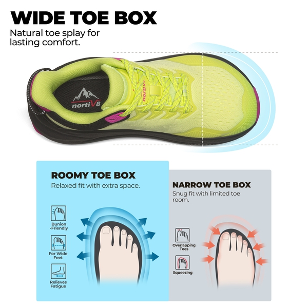 Women's Wide Toe Box Trail Running Shoes - LEMON GREEN - 5