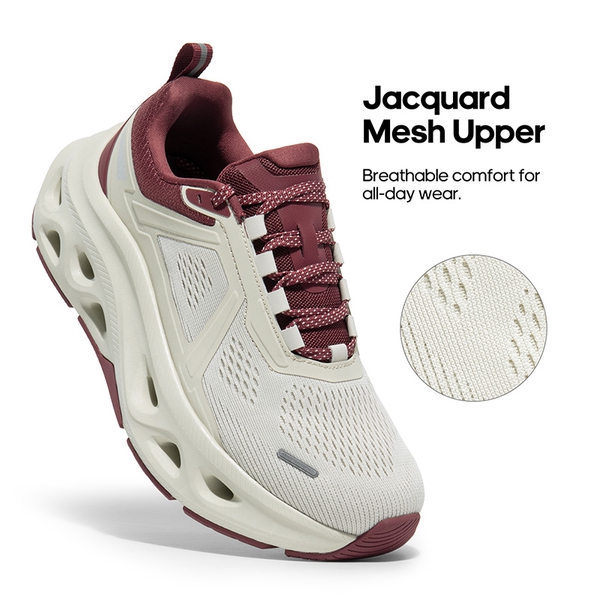 [MovePropel] Women's Comfortable Lifestyle Sneakers - BEIGE/BURGUNDY-NEW - 6