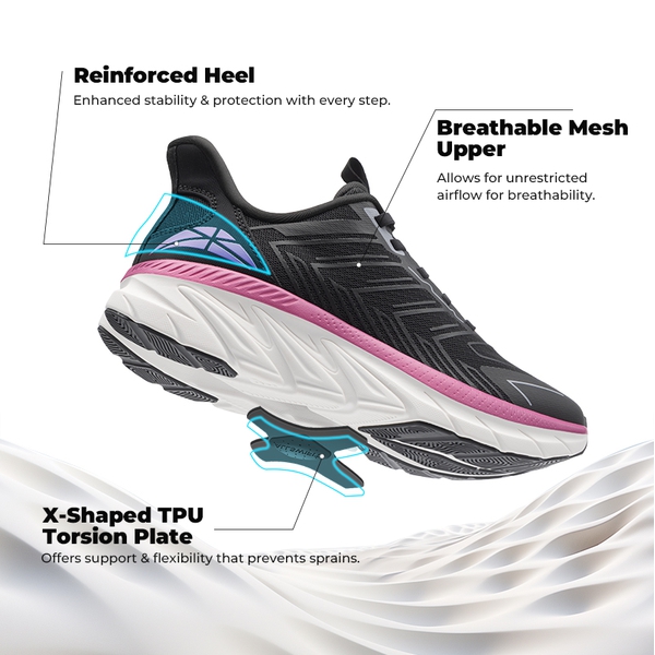 [AllSwifit 2.0] Women's Slip On Walking Sneakers - BLACK/FUCHSIA-NEW - 2