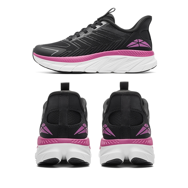 [AllSwifit 2.0] Women's Slip On Walking Sneakers - BLACK/FUCHSIA-NEW - 5