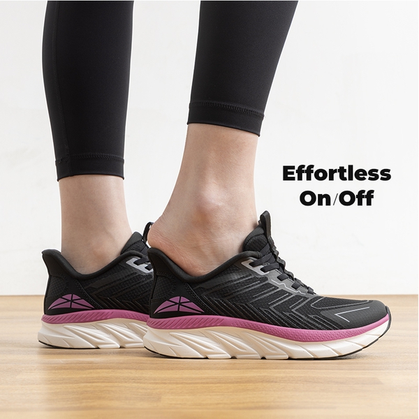 [AllSwifit 2.0] Women's Slip On Walking Sneakers - BLACK/FUCHSIA-NEW - 7
