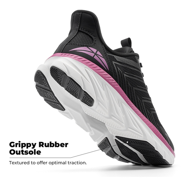 [AllSwifit 2.0] Women's Slip On Walking Sneakers - BLACK/FUCHSIA-NEW - 4