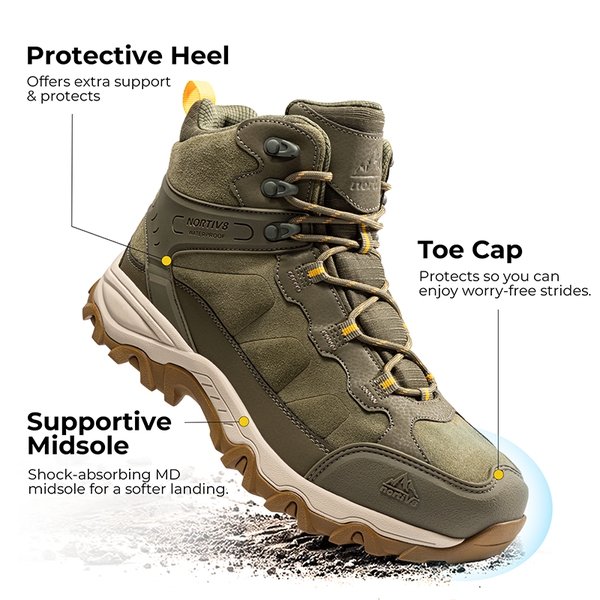 Men's Waterproof Hiking Boots - OLIVE - 5