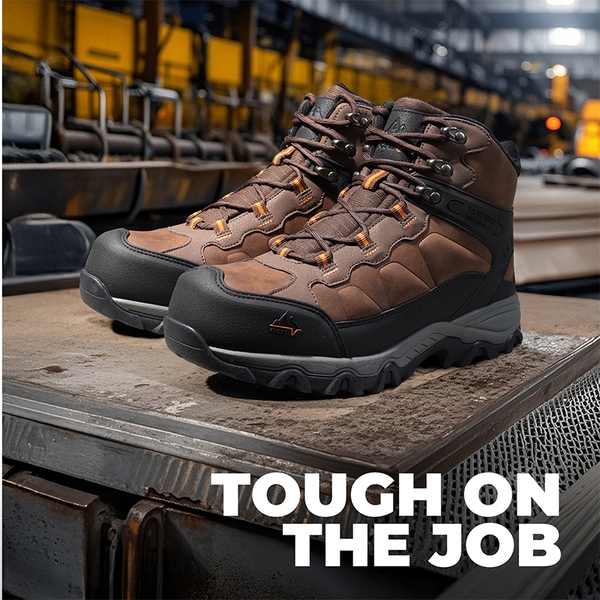 [Paladin-Steel] Men's Non-Slip Steel-Toe Work Boots - BROWN - 8
