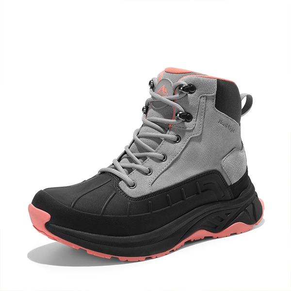 Women's Waterproof Hiking Boots  - LIGHT GREY-PINK -  0
