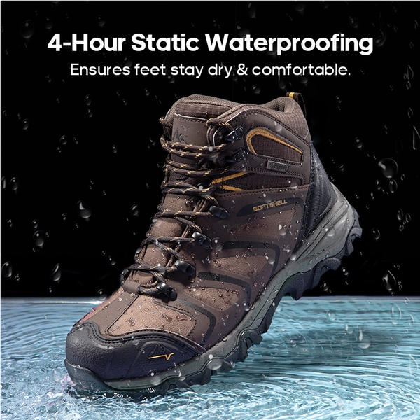 Men's Steel Toe Waterproof Work Safety Boots - BROWN/BLACK/TAN - 1