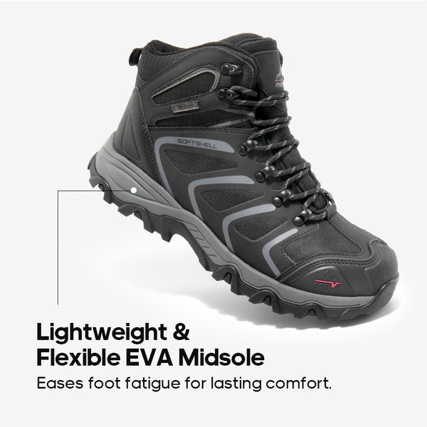 Men's Waterproof Steel Toe Safety Work Boots【Wide Fit】 - BLACK/DARK GREY - 3