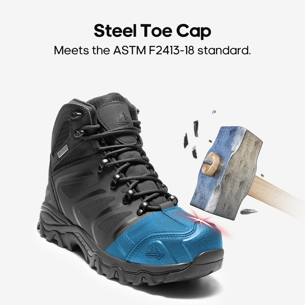 Men's Steel Toe Waterproof Work Safety Boots - ALL BLACK - 2