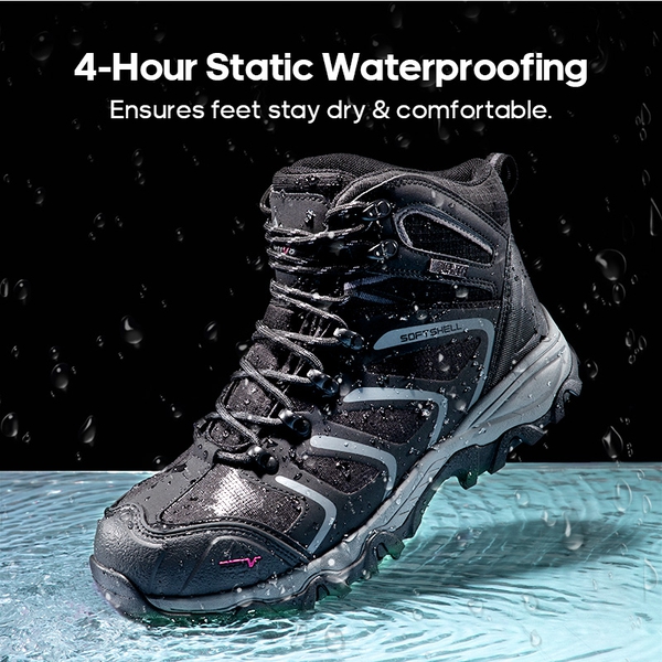 Men's Waterproof Steel Toe Safety Work Boots【Wide Fit】 - BLACK/DARK GREY - 1
