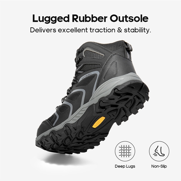 Men's Waterproof Steel Toe Safety Work Boots【Wide Fit】 - BLACK/DARK GREY - 5