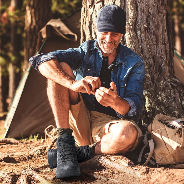 [Armadillo Series] Men's Wide Waterproof Hiking Boots【Wide Fit】 - ALL BLACK - 5