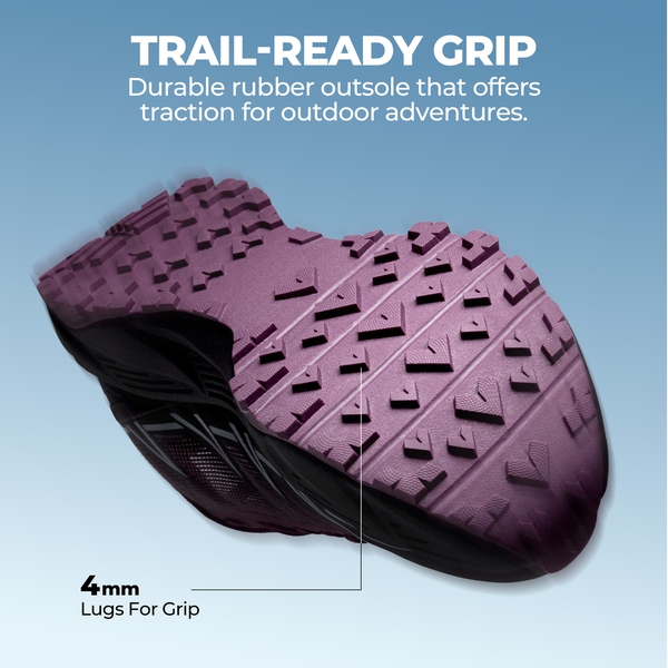 Women's Lightweight Mesh Trail Running Shoes - BLACK/PURPLE - 6