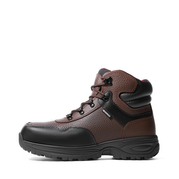 Men's Steel Toe Waterproof Leather Work Boots - BROWN/BLACK - 1