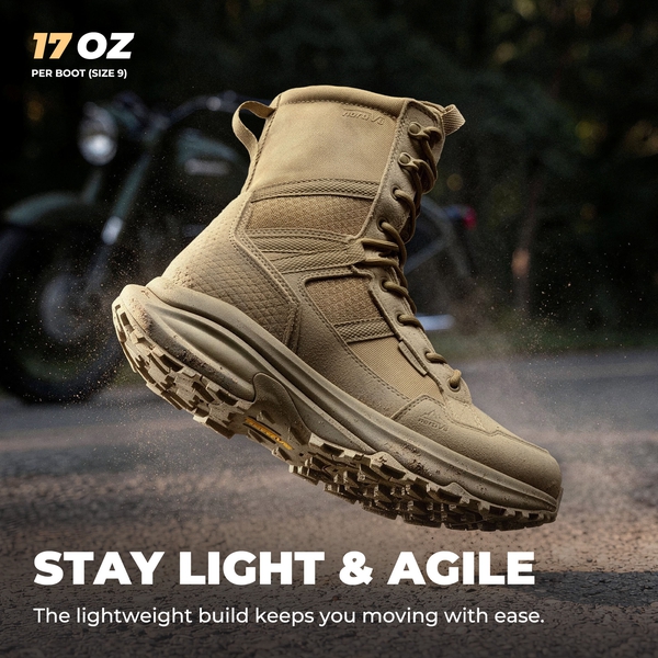 Men's Side Zip Cushioned Tactical Military Boots - SAND - 3