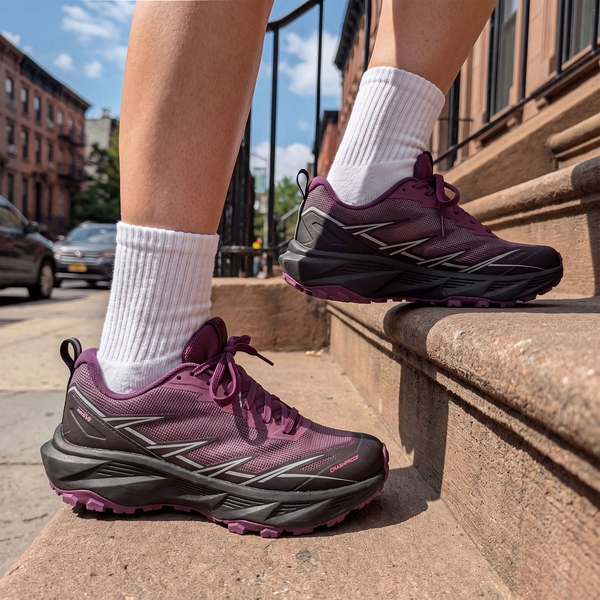 Women's Lightweight Mesh Trail Running Shoes - BLACK/PURPLE - 7