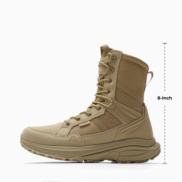 Men's Side Zip Cushioned Tactical Military Boots - SAND - 1