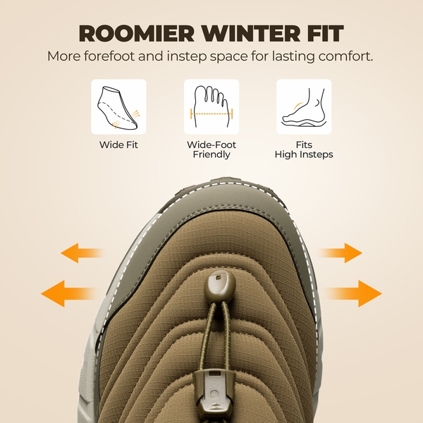 Men's Wide Toe Box Insulated Snow Boots【Wide Fit】 - OLIVE - 6