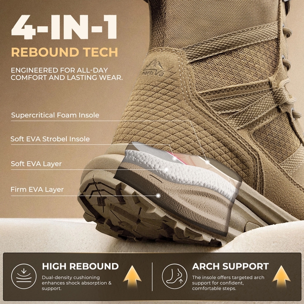 Men's Side Zip Cushioned Tactical Military Boots - SAND - 4