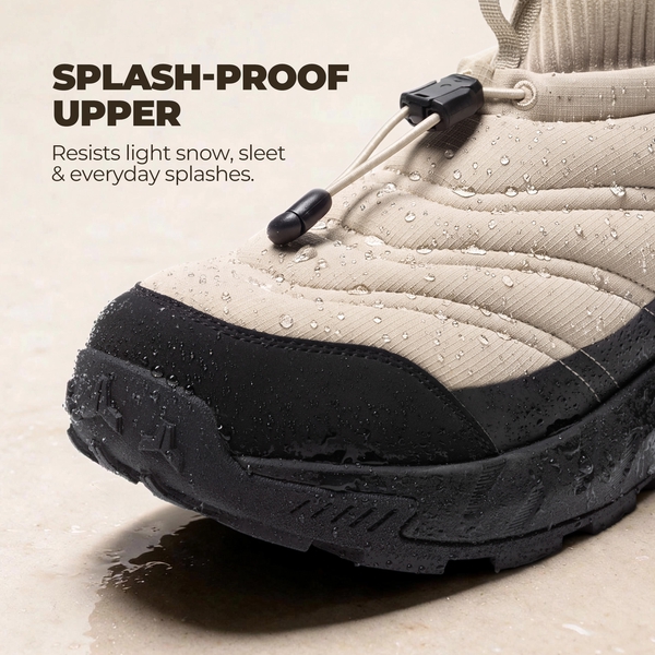 Men's Wide Toe Box Insulated Snow Boots【Wide Fit】 - BLACK/TAN - 5