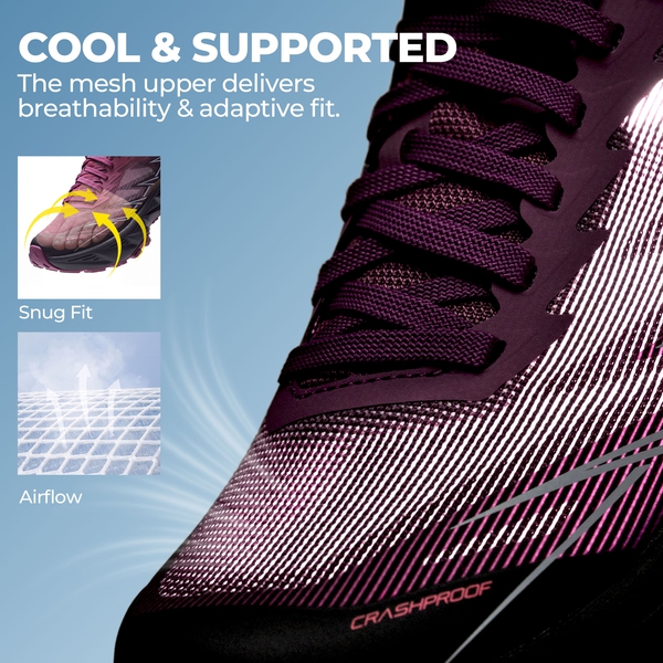 Women's Lightweight Mesh Trail Running Shoes - BLACK/PURPLE - 4