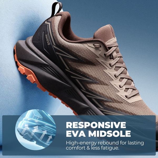 Men's Lightweight Breathable Trail Running Shoes - BLACK/BROWN - 5