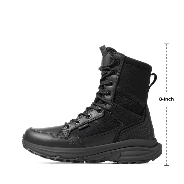 Men's Side Zip Cushioned Tactical Military Boots - BLACK - 1