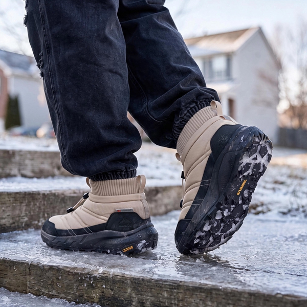 Men's Wide Toe Box Insulated Snow Boots【Wide Fit】 - BLACK/TAN - 10