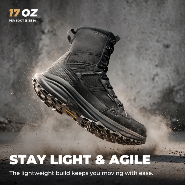 Men's Side Zip Cushioned Tactical Military Boots - BLACK - 3