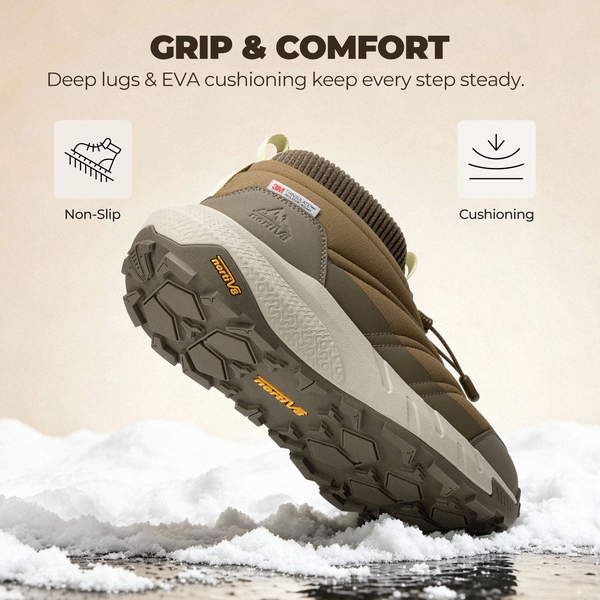 Men's Wide Toe Box Insulated Snow Boots【Wide Fit】 - OLIVE - 9