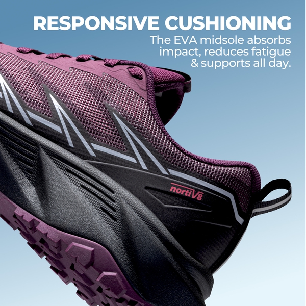 Women's Lightweight Mesh Trail Running Shoes - BLACK/PURPLE - 5