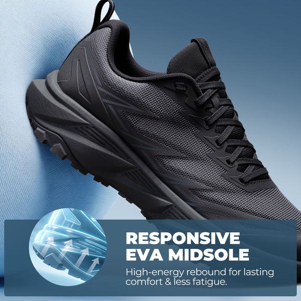 Men's Lightweight Breathable Trail Running Shoes - ALL BLACK - 5