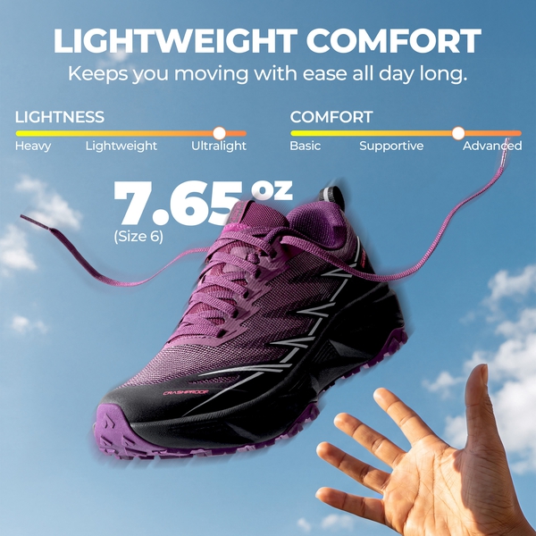 Women's Lightweight Mesh Trail Running Shoes - BLACK/PURPLE - 3