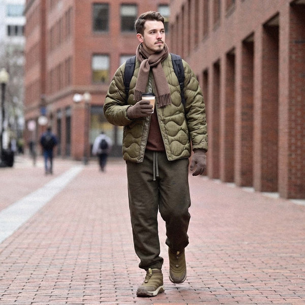 Men's Wide Toe Box Insulated Snow Boots【Wide Fit】 - OLIVE - 11