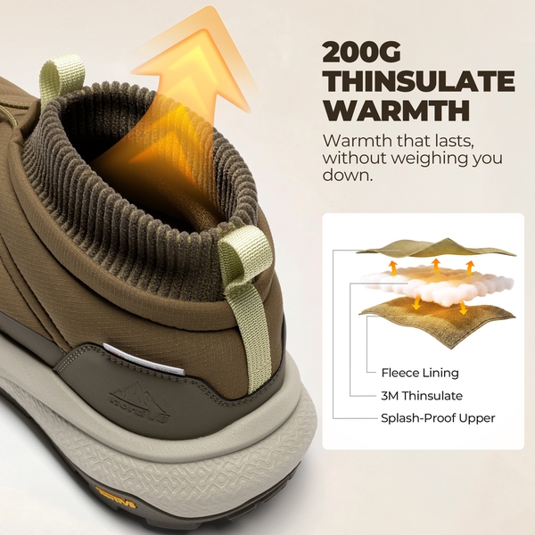 Men's Wide Toe Box Insulated Snow Boots【Wide Fit】 - OLIVE - 8