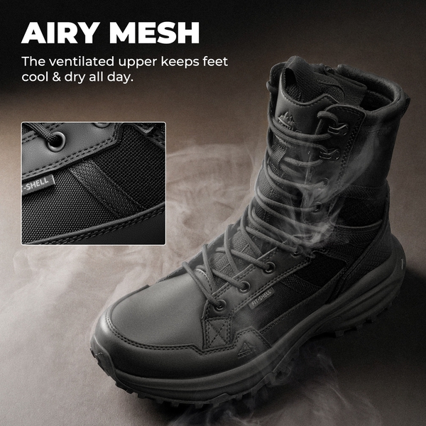 Men's Side Zip Cushioned Tactical Military Boots - BLACK - 2