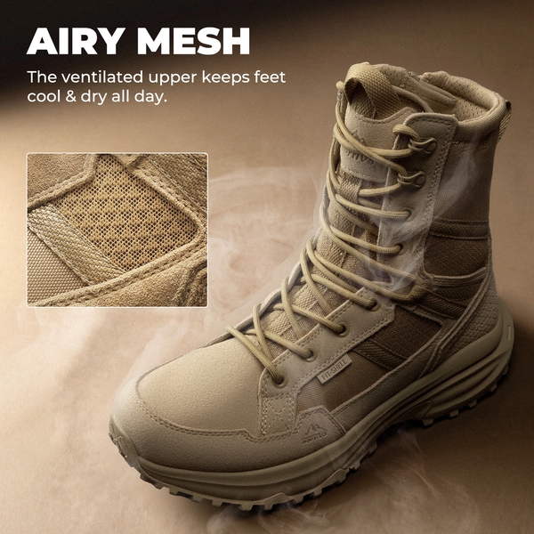 Men's Side Zip Cushioned Tactical Military Boots - SAND - 2