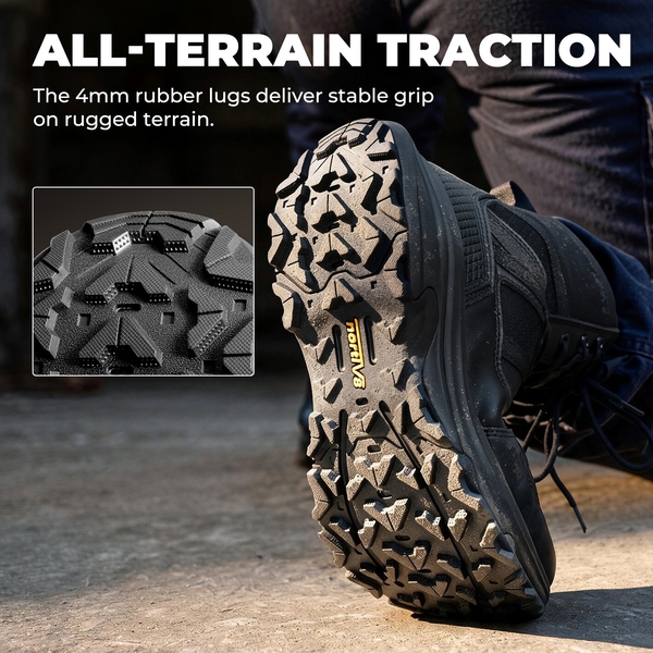 Men's Side Zip Cushioned Tactical Military Boots - BLACK - 5