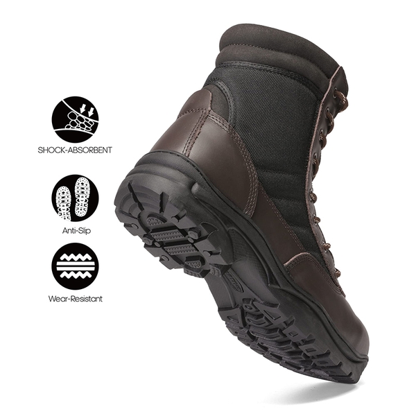 Men's Steel Toe Safety Work Boots - DARK BROWN - 5
